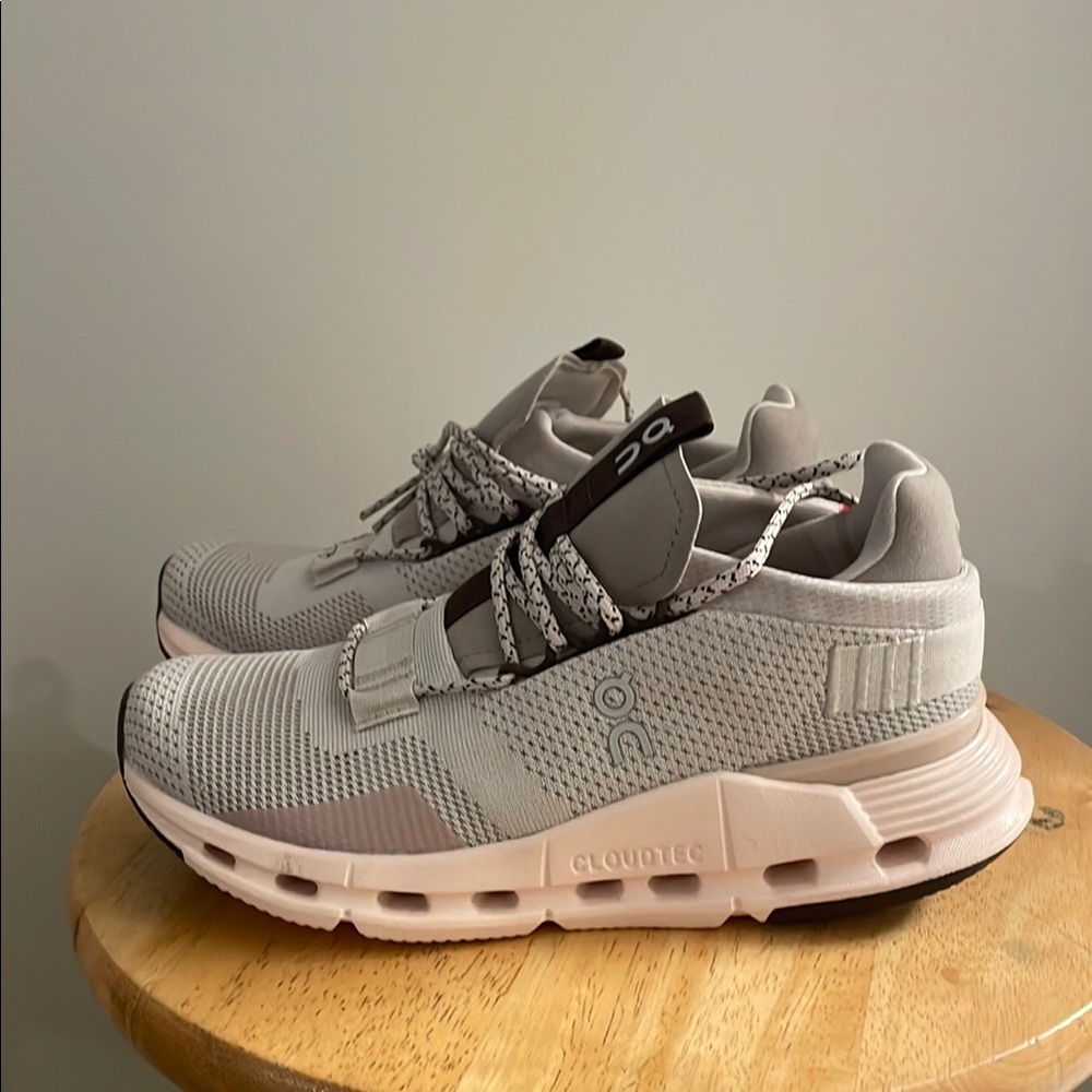 On Running Kids' Gray and Pink Sneakers
